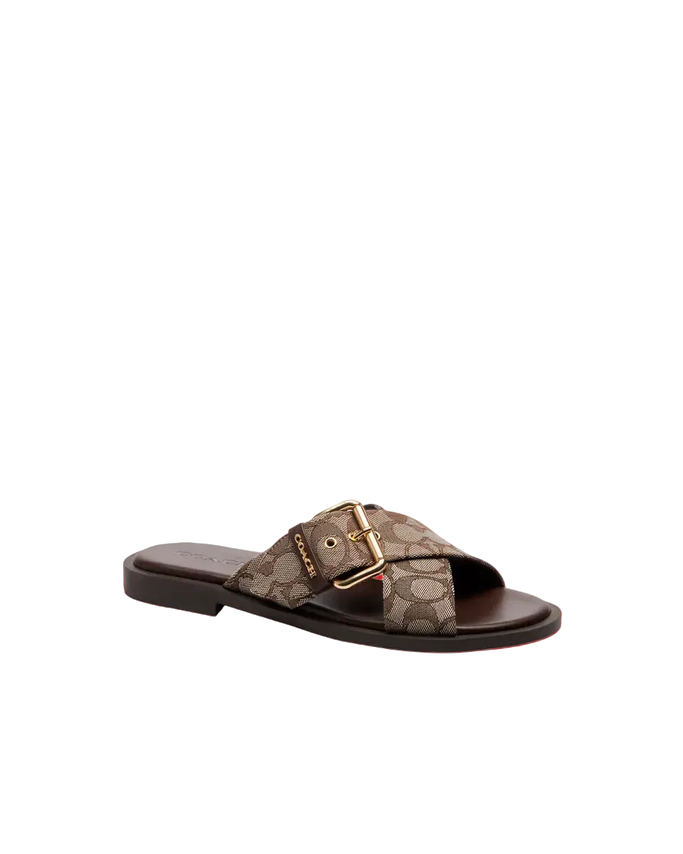 COACH
Crisscross Buckle Sandal In Signature Jacquard