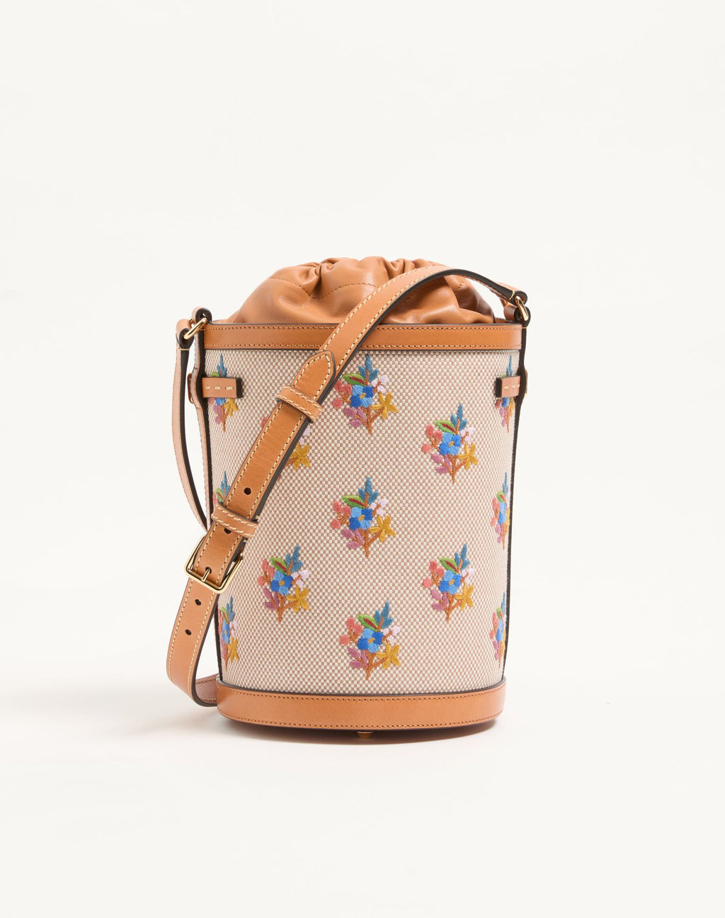 Valentino Garavani Antibes Canvas Embroidered Medium Bucket Bag