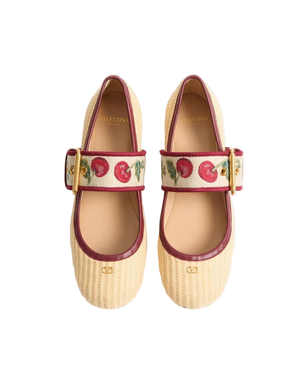 Mary-Jane Bribri Raffia Ballerina With Cherryfic Embroidery