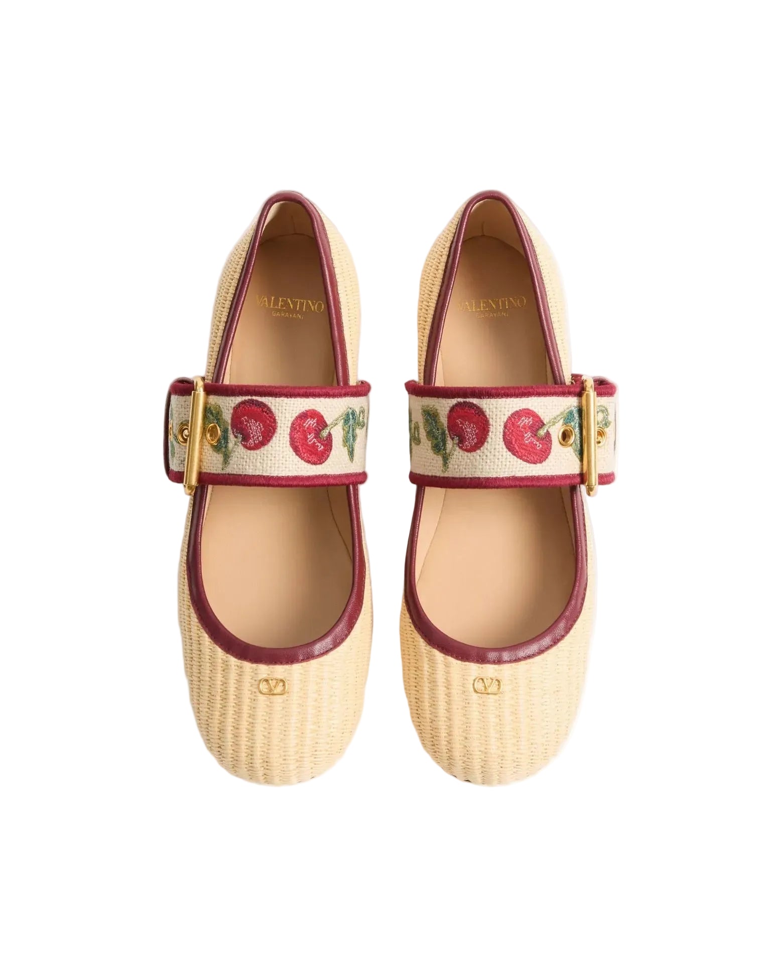 Mary-Jane Bribri Raffia Ballerina With Cherryfic Embroidery