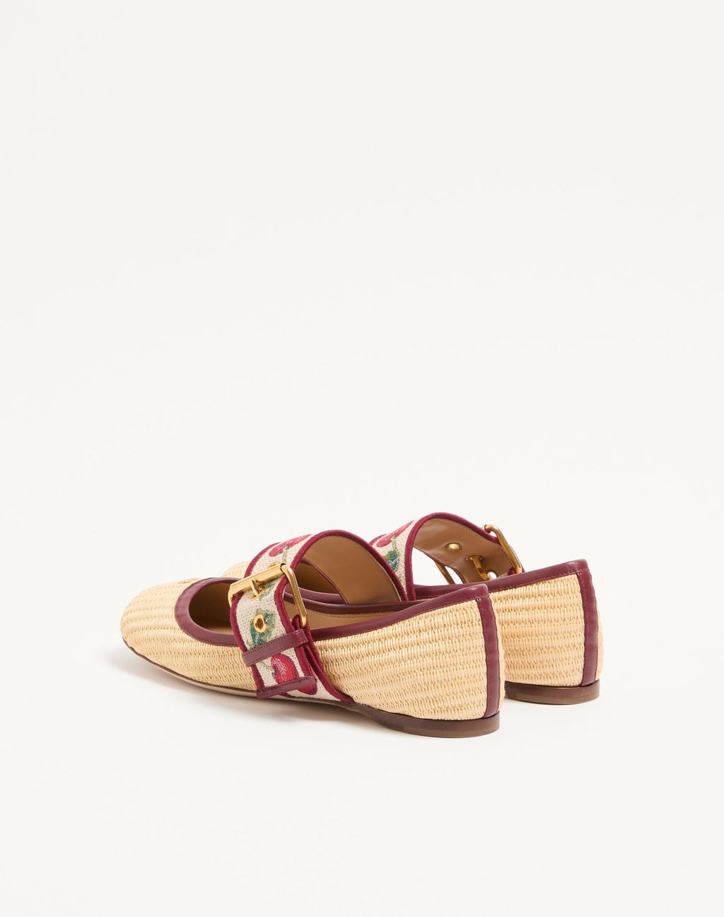 Mary-Jane Bribri Raffia Ballerina With Cherryfic Embroidery