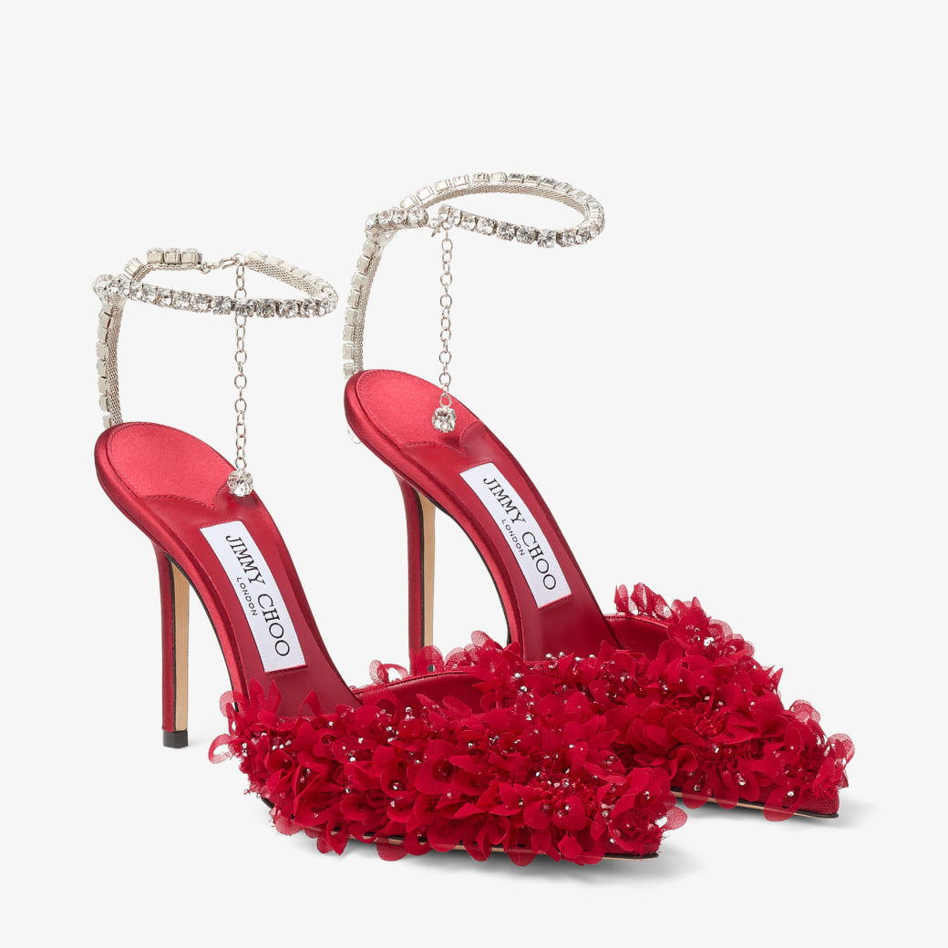 Saeda 100
Ivory Mesh Pumps with Petal Embroidery